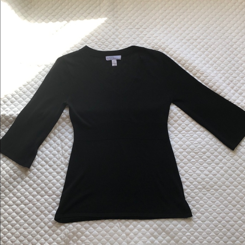 🛍 Nine & Co Black Fine Gauge 3/4 Sleeve Sweater